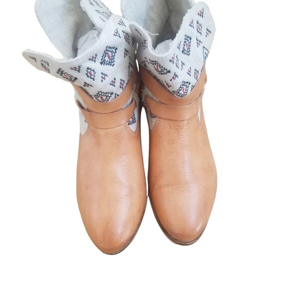 Latigo James Anthropologie Boots Womens 7M Leather and Canvas Ankle Boho Casual - Picture 10 of 12